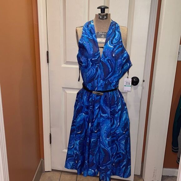 Michael Kors Surf Blue Fit & Flare dress - Picture 1 of 6